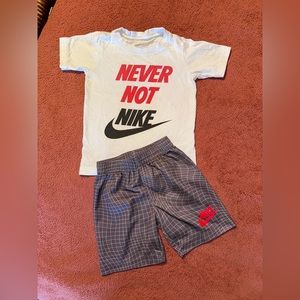 “NEVER NOT NIKE” tee and shorts set, 4T
